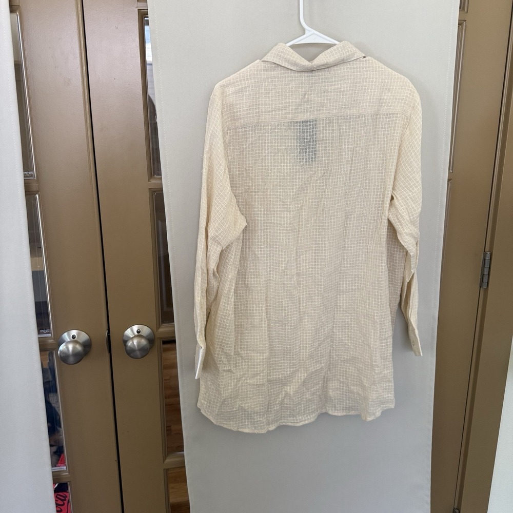 Nasty Gal Womens 10 Cream Stone Oversized Cover Up‎ Shirt Long Sleeve Button Up - Picture 3 of 8